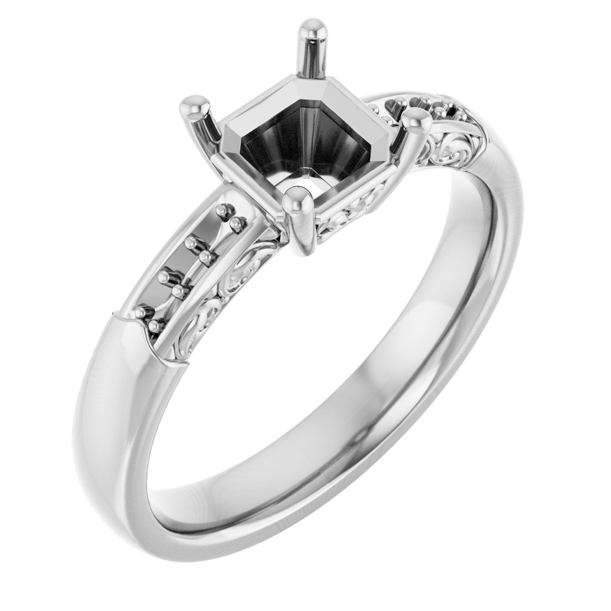 Accented Sculptural Engagement Ring