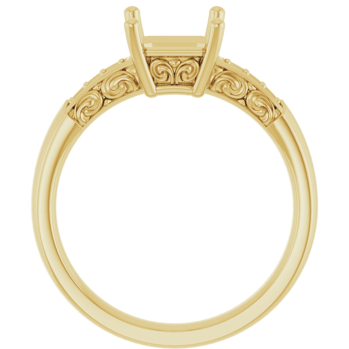 18K Yellow Gold  7 mm Asscher Engagement Ring Mounting