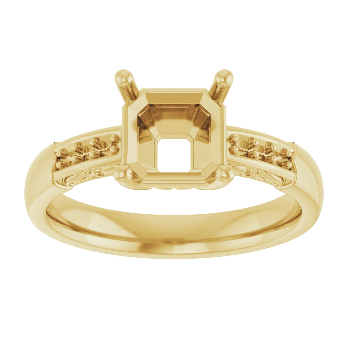18K Yellow Gold  7 mm Asscher Engagement Ring Mounting