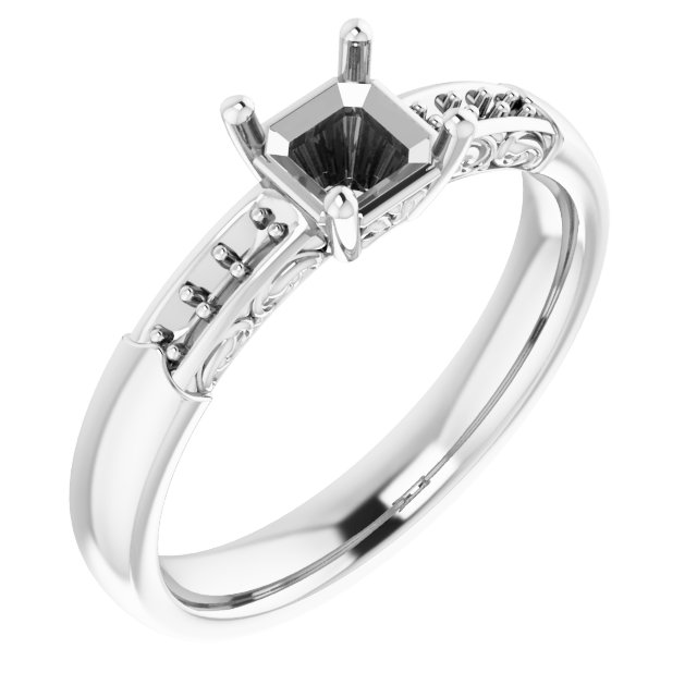Accented Sculptural Engagement Ring
