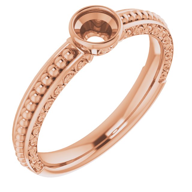 Beaded Bezel-Set Solitaire Ring