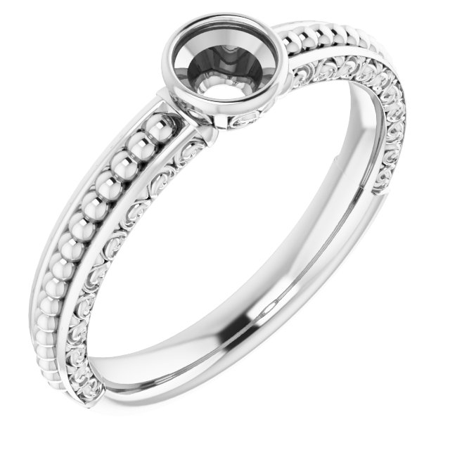 Beaded Bezel-Set Solitaire Ring