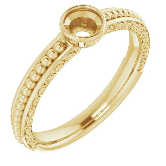 Beaded Bezel-Set Solitaire Ring