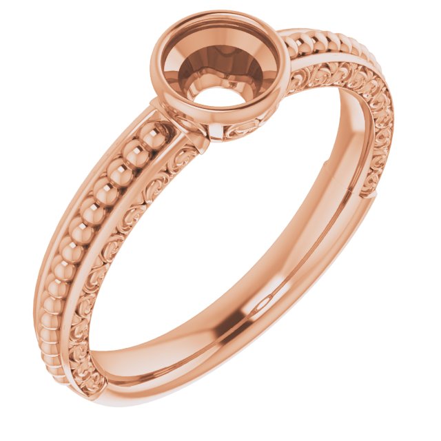 Beaded Bezel-Set Solitaire Ring