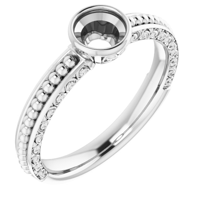 Beaded Bezel-Set Solitaire Ring