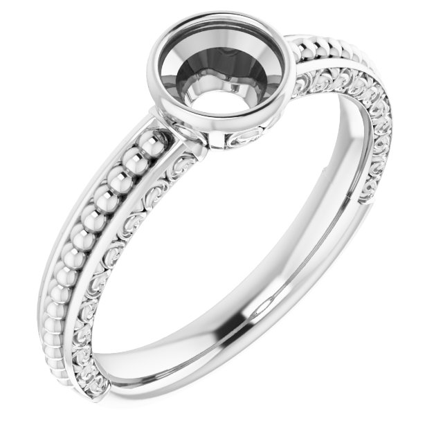 Beaded Bezel-Set Solitaire Ring