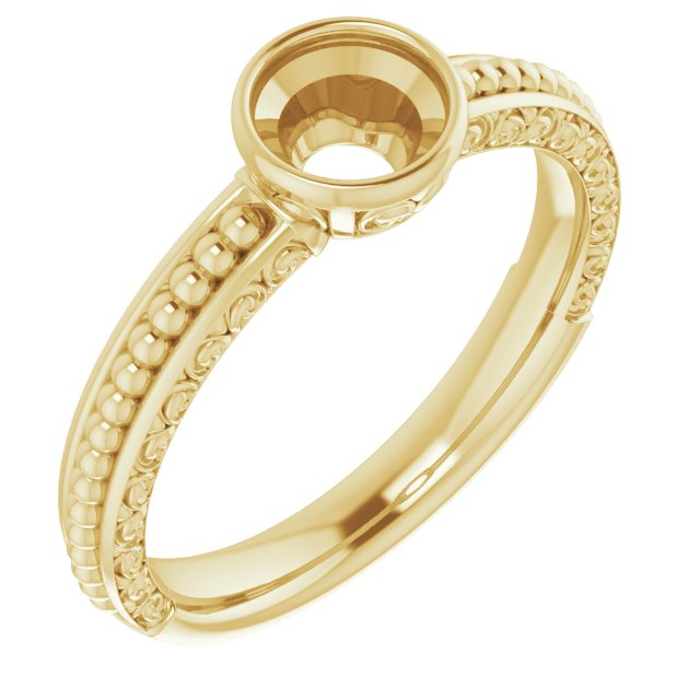 Beaded Bezel-Set Solitaire Ring