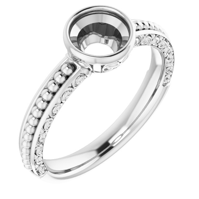 Beaded Bezel-Set Solitaire Ring