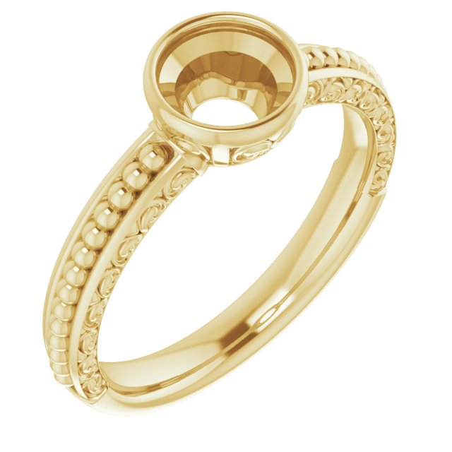 Beaded Bezel-Set Solitaire Ring