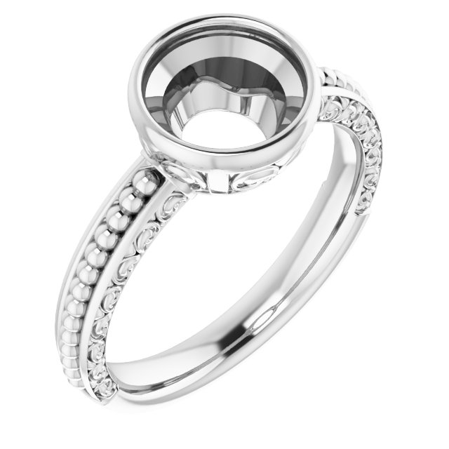 Beaded Bezel-Set Solitaire Ring