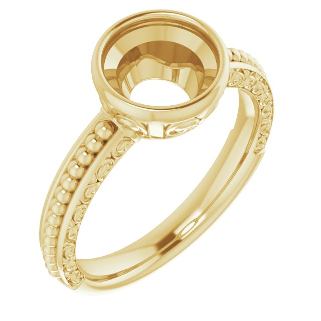 Beaded Bezel-Set Solitaire Ring