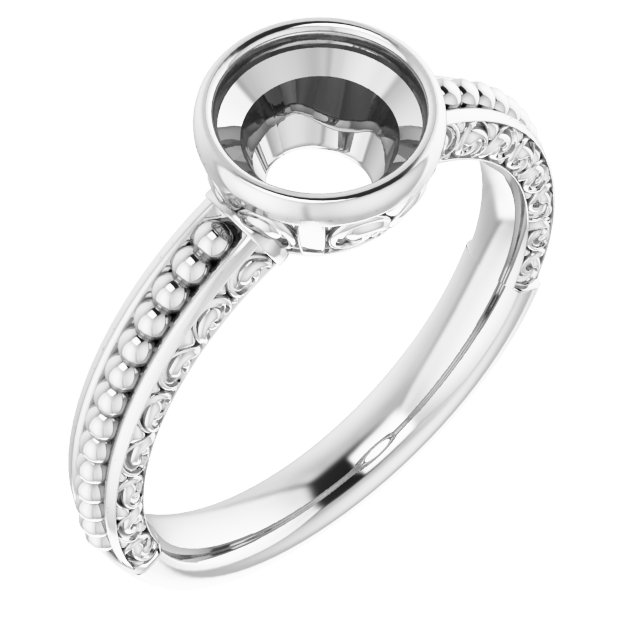 Beaded Bezel-Set Solitaire Ring