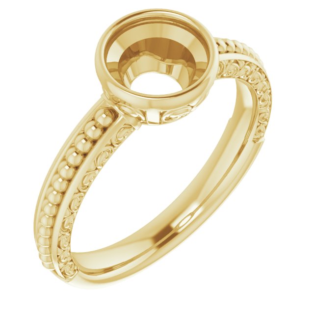 Beaded Bezel-Set Solitaire Ring