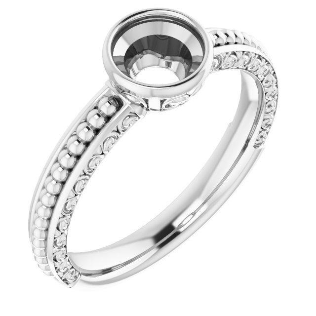 Beaded Bezel-Set Solitaire Ring