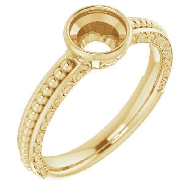 Beaded Bezel-Set Solitaire Ring