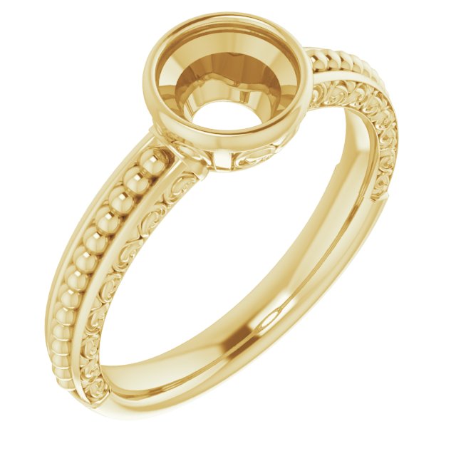 Beaded Bezel-Set Solitaire Ring