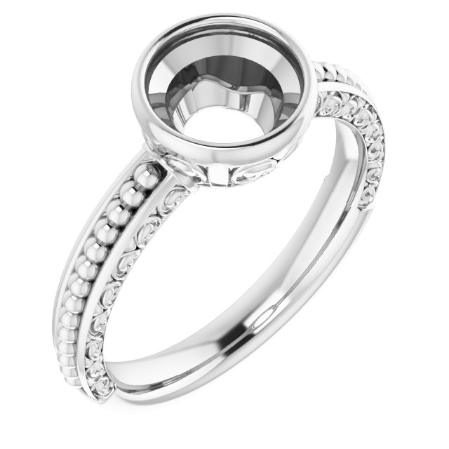 Beaded Bezel-Set Solitaire Ring
