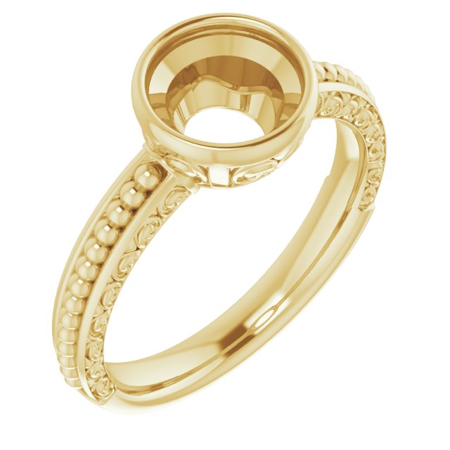 Beaded Bezel-Set Solitaire Ring