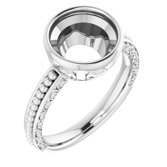 Beaded Bezel-Set Solitaire Ring