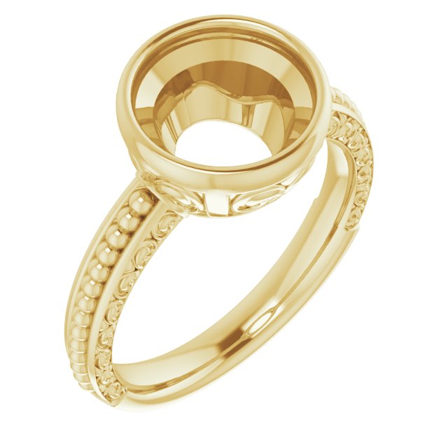 Beaded Bezel-Set Solitaire Ring