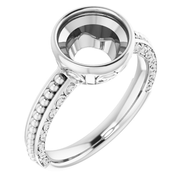 Beaded Bezel-Set Solitaire Ring