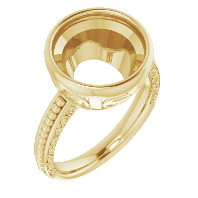 Beaded Bezel-Set Solitaire Ring
