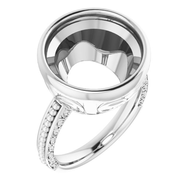 Beaded Bezel-Set Solitaire Ring