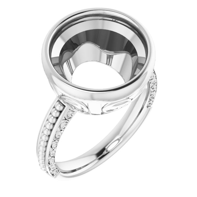 Beaded Bezel-Set Solitaire Ring