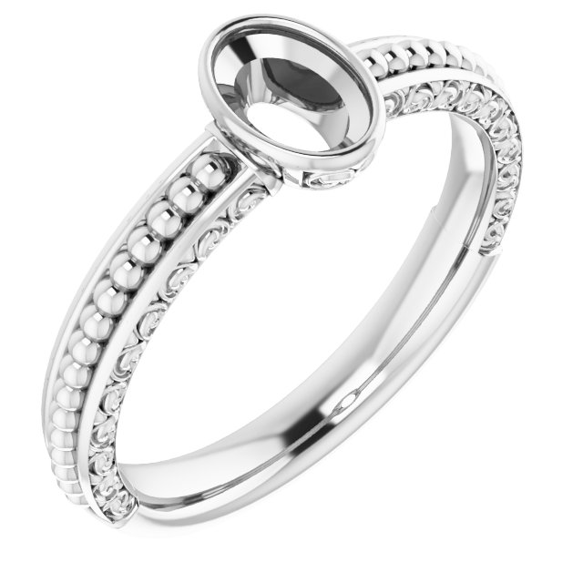 Beaded Bezel-Set Solitaire Ring