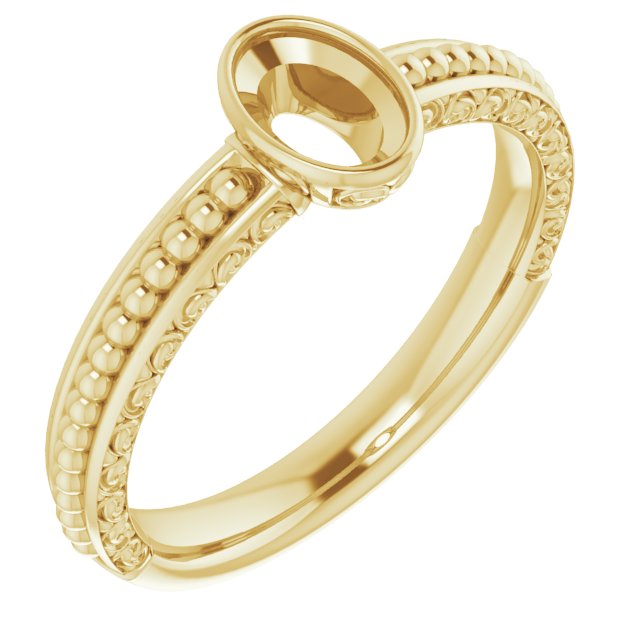 Beaded Bezel-Set Solitaire Ring
