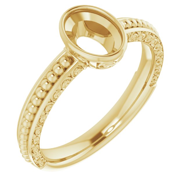Beaded Bezel-Set Solitaire Ring