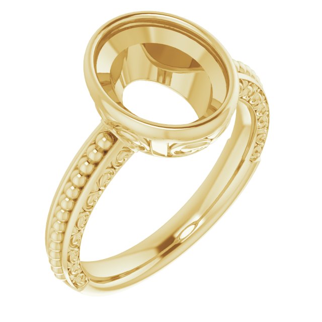 Beaded Bezel-Set Solitaire Ring