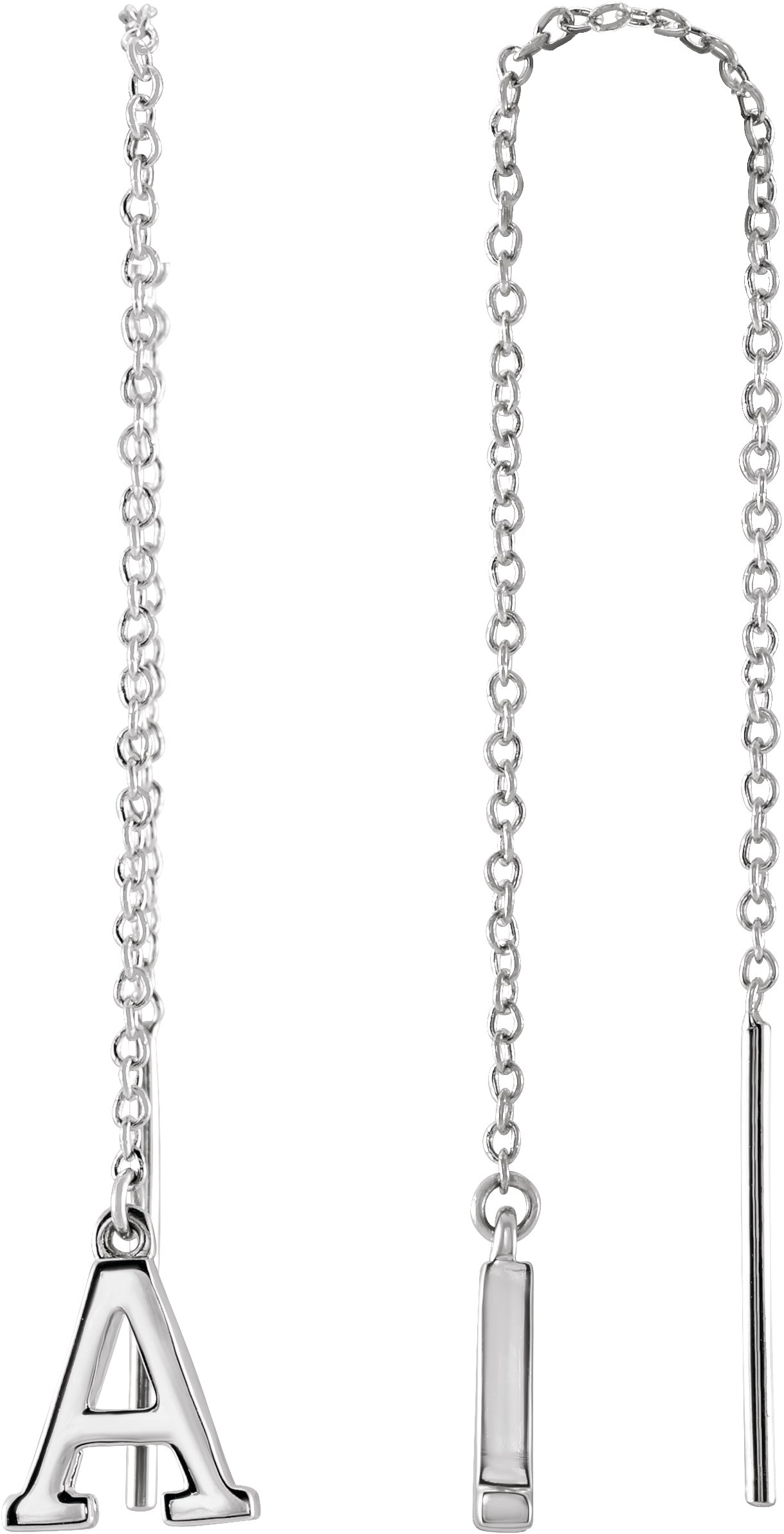 14K White Single Initial A Chain Earring Ref. 17158001