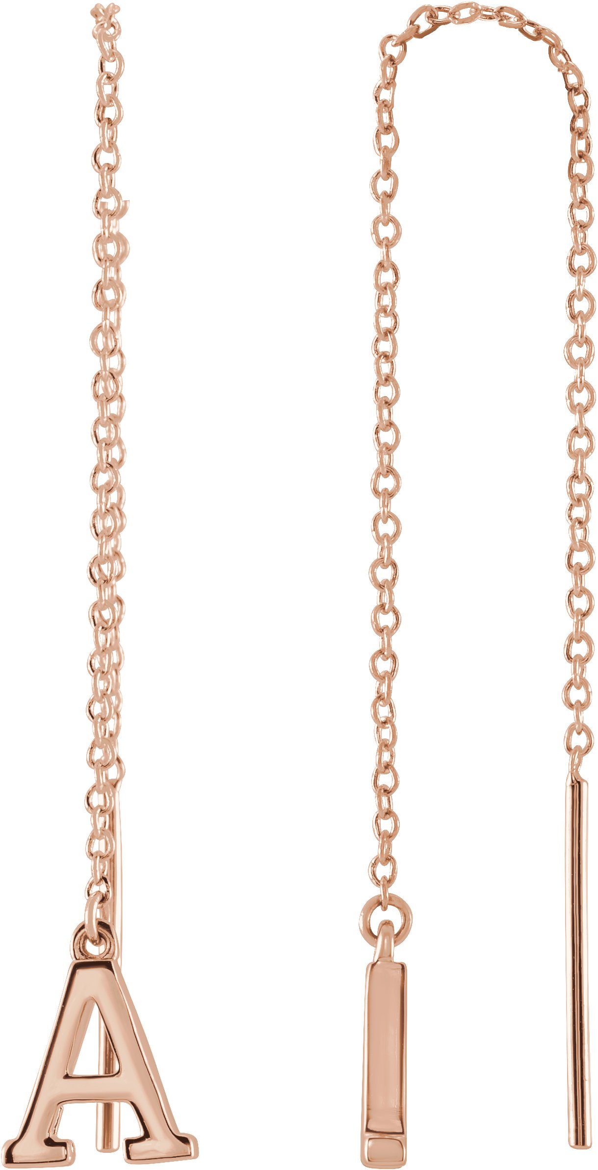 14K Rose Single Initial A Chain Earring