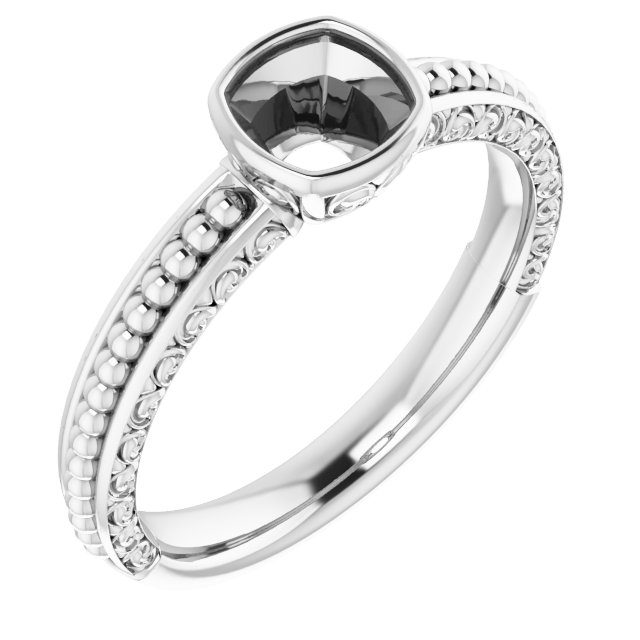 Beaded Bezel-Set Solitaire Ring