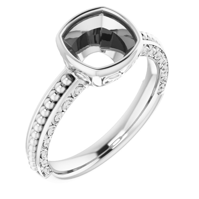 Beaded Bezel-Set Solitaire Ring