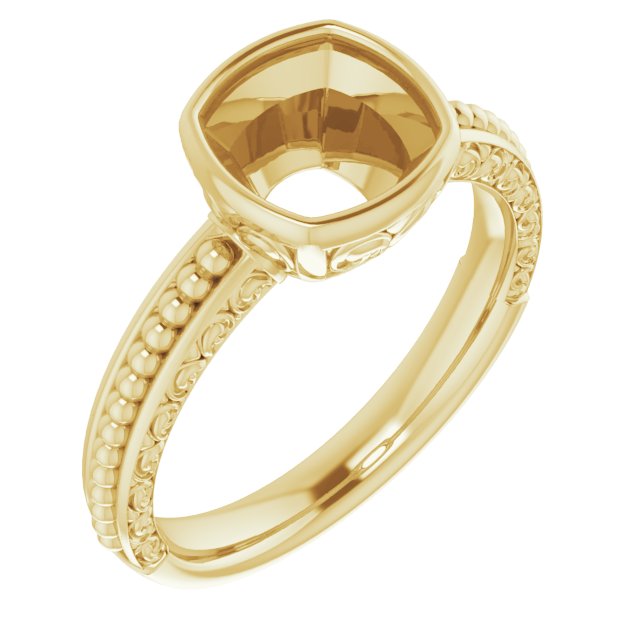 Beaded Bezel-Set Solitaire Ring