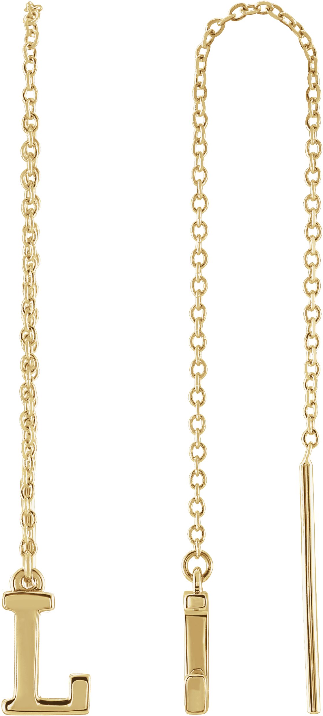 14K Yellow Single Initial L Chain Earring Ref. 17158033