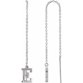 14K White Single Initial E Chain Earring Ref. 17158013