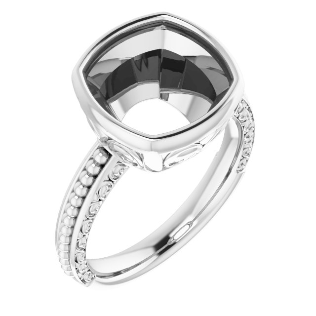 Beaded Bezel-Set Solitaire Ring
