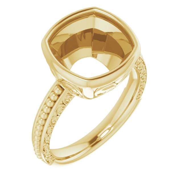 Beaded Bezel-Set Solitaire Ring