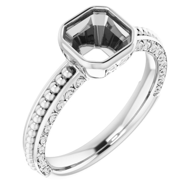 Beaded Bezel-Set Solitaire Ring