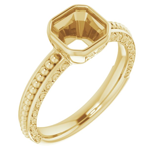 Beaded Bezel-Set Solitaire Ring