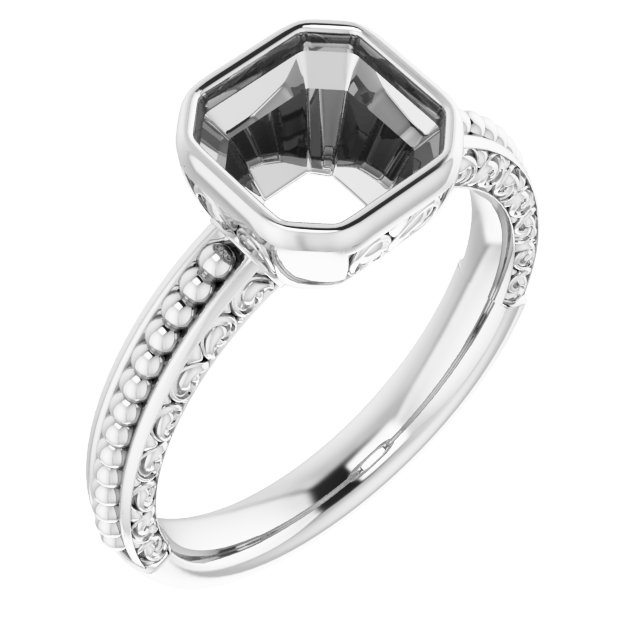 Beaded Bezel-Set Solitaire Ring