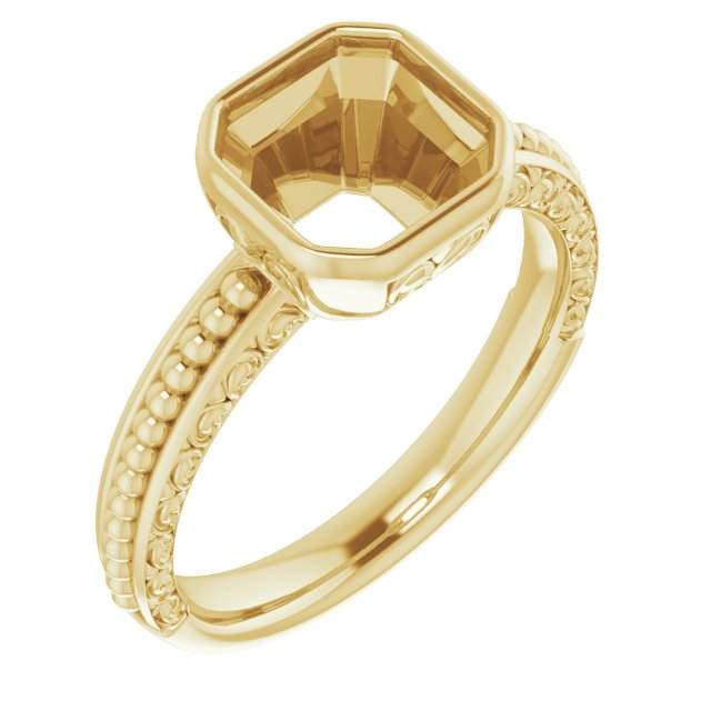 Beaded Bezel-Set Solitaire Ring