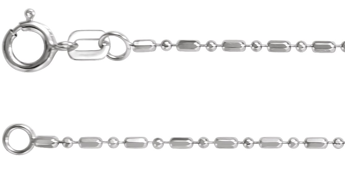 14K White 1.15 mm Hollow Diamond-Cut Bead 18" Chain