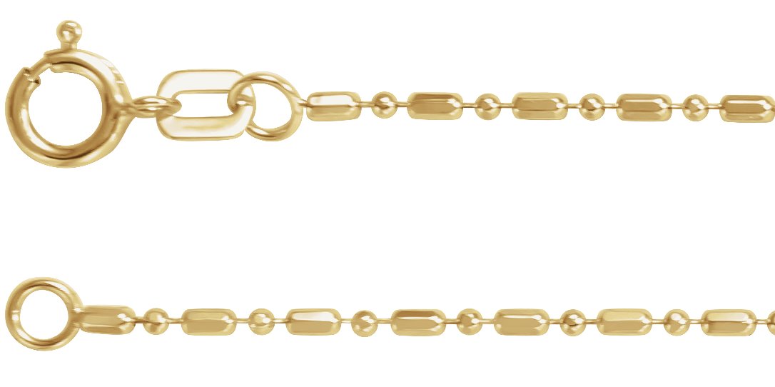 14K Yellow 1.15 mm Hollow Diamond-Cut Bead 18 Chain