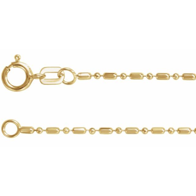 14K Yellow 1.15 mm Alternating Diamond-Cut Bead Chain 7