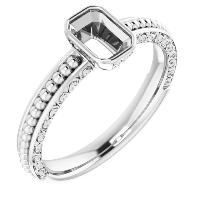 Beaded Bezel-Set Solitaire Ring