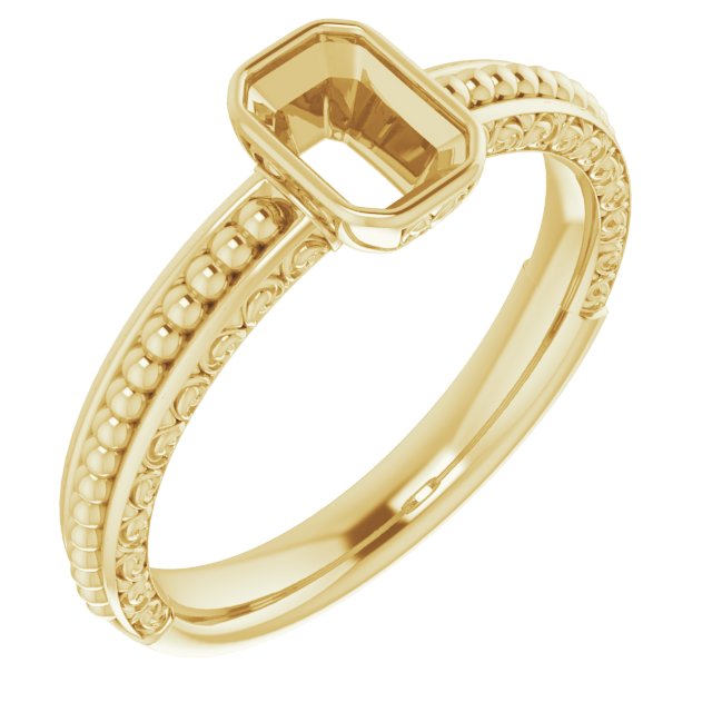Beaded Bezel-Set Solitaire Ring